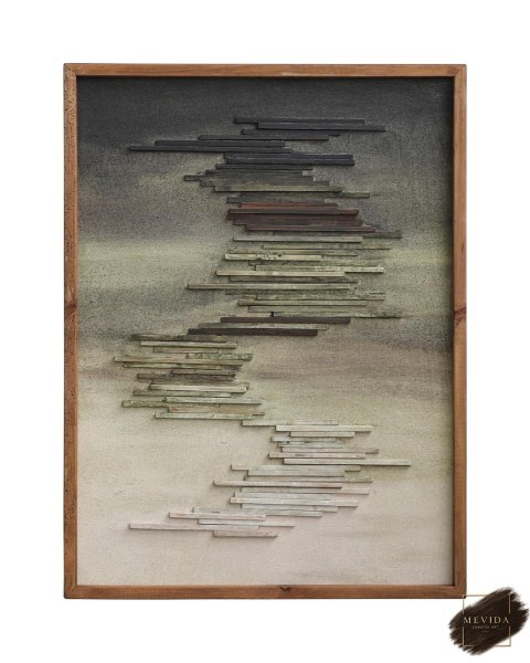 Ahşap Ufuk Çizgileri | Modern Dekoratif Duvar Tablosu 62x82 cm