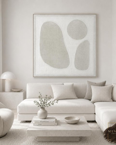 Minimal Doku | Minimalist Soyut Dokulu Tablo 80x80 cm MDF Çerçeveli Modern Dekoratif Duvar Tablosu