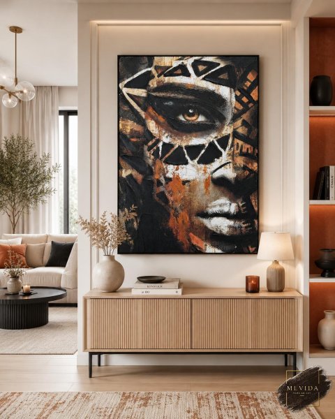 Kökler ve İzler | Modern Kadın Figürlü Dokulu MDF Tablo 80x120 cm