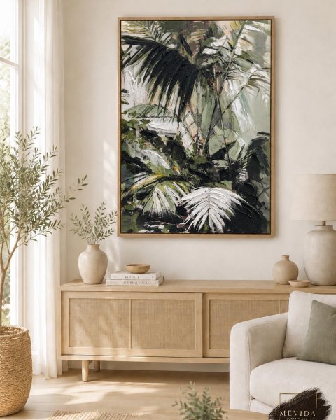 Tropikal Yağmur Ormanı | Dokulu Tablo 60x90 cm MDF Çerçeveli Dekoratif Duvar Tablosu