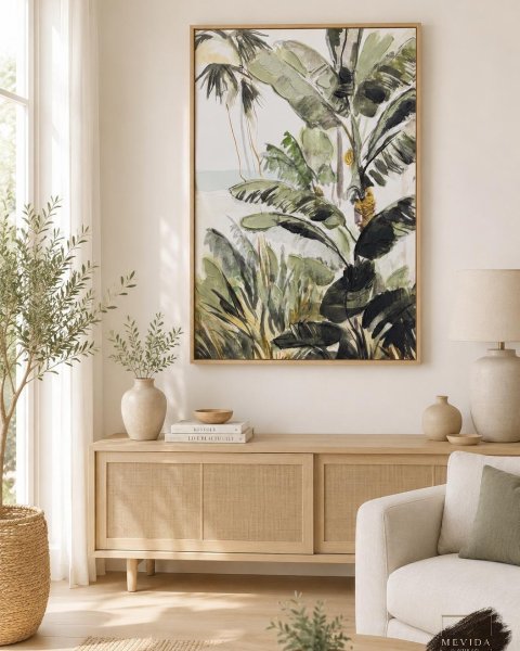 Palmiye Bahçesi | Tropikal Dokulu Dekoratif Duvar Tablosu 60x90 cm